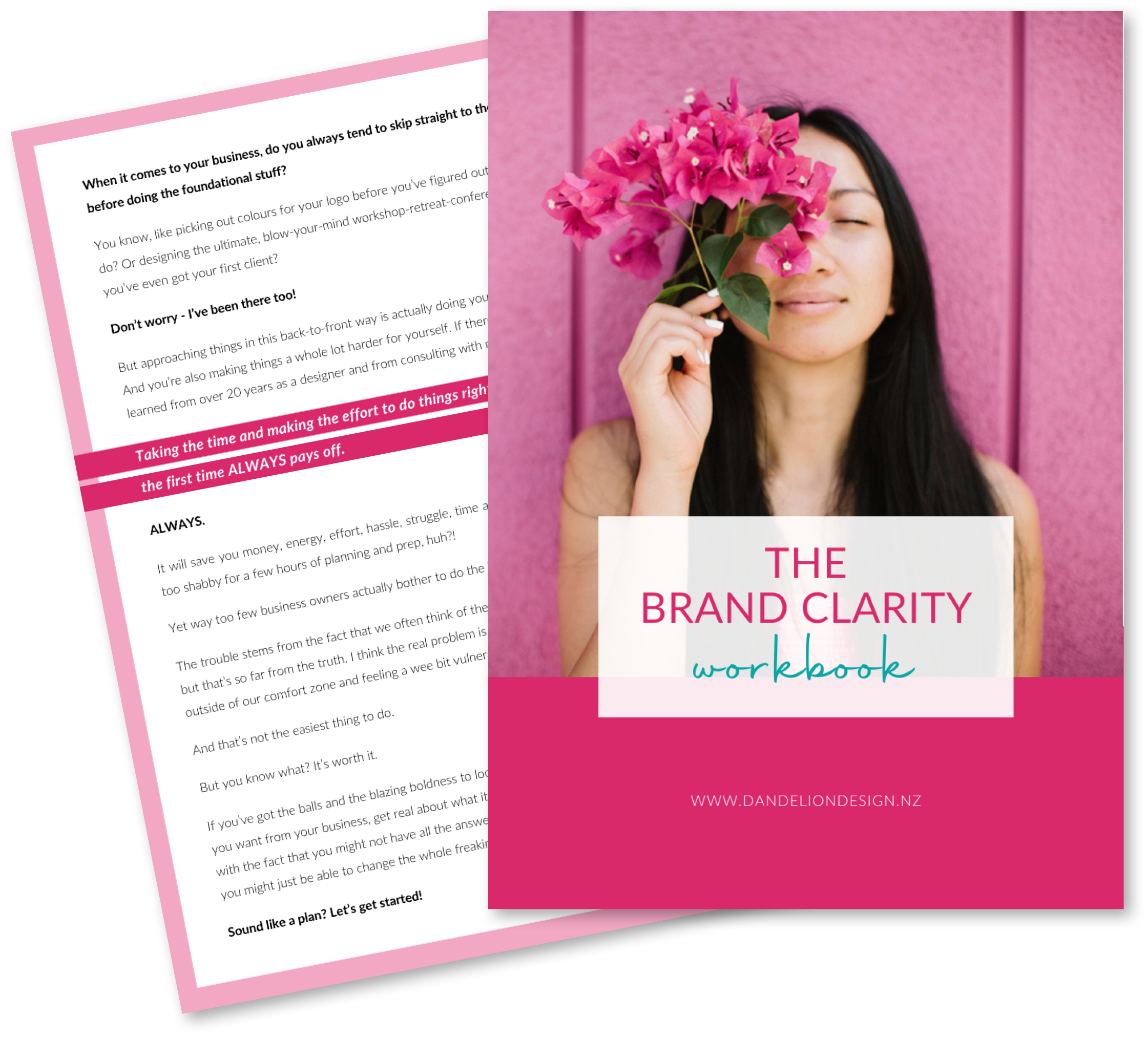 Pages from the brand clarity workbook. Professionally designed by a brand designer.