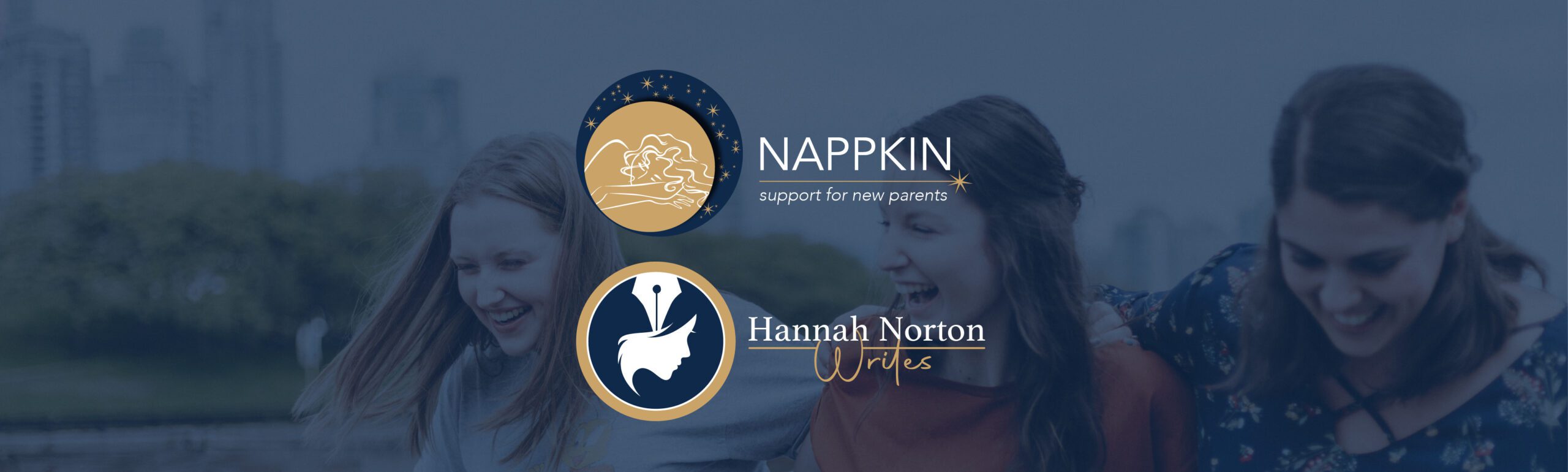 A logo for Nappkin, a charitable organisation and another for Hannah Norton Writes, the journalist who started the charity.